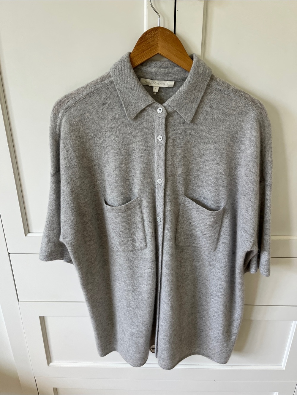 NakedCashmere Heather Gray Cashmere Polo Cardigan